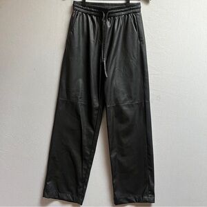 Zara Pull On Wide Leg Vegan Leather Pants Sz XS